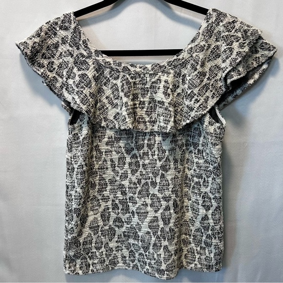 Anthropologie Dolan Left Ciast Savannah Leopard Print Ruffle Asymmetrical Top XS - Picture 3 of 7